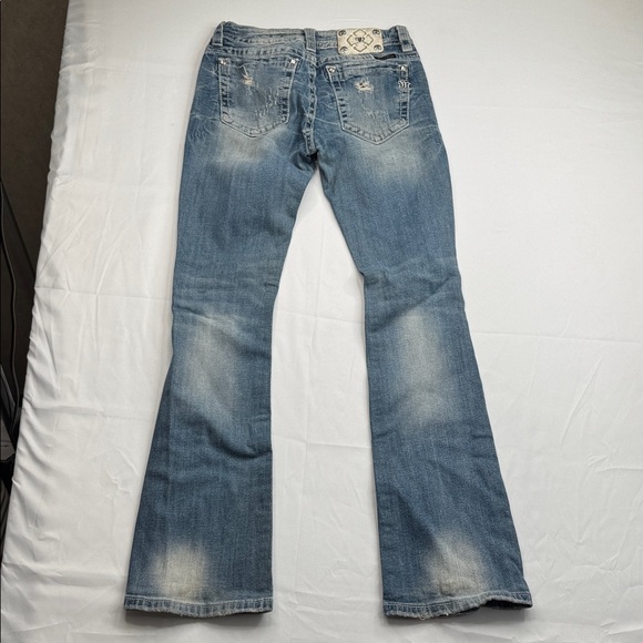 Miss Me size 28 jeans JE8412BL signature bootcut distressed sparkly rhinestones - Picture 5 of 10